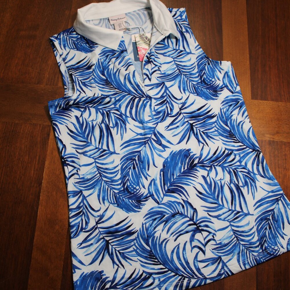 Women's Tommy Bahama Blue/white Sleeveless Golf Polo Size Small NWT